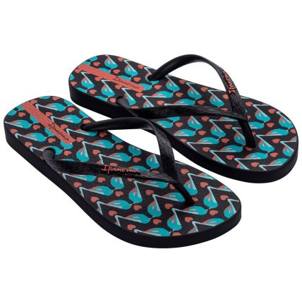 Chinelo Feminino Ipanema Jardins Ii - 26113 - Preto/preto/azul - Atacado