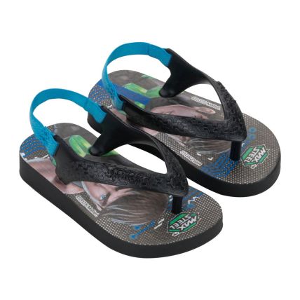 Chinelo Baby Ipanema Polly E Max Steel - 26349 - Preto/preto/azul - Atacado