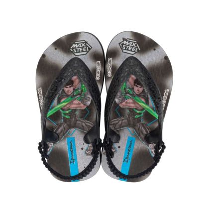 Chinelo Baby Ipanema Polly E Max Steel - 26349 - Preto/cinza (Ar188) - Atacado
