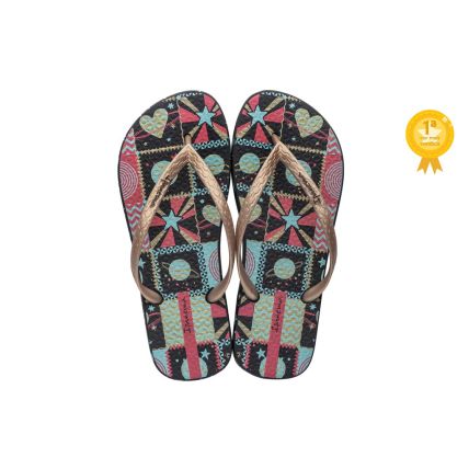 Chinelo Feminino Ipanema Feelings - 26422 - Preto/ouro - Atacado