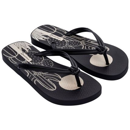 Chinelo Feminino Ipanema Elo Print - 26468 - Preto/preto/bege - Atacado