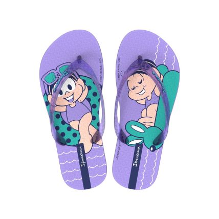 Chinelo Infantil Ipanema Turma Da Monica - 26790 - Lilás/Lilás/Rosa - Atacado