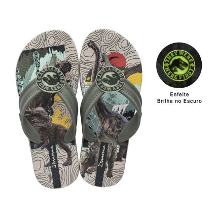 Chinelo Infantil Ipanema Jurassic World Adventure - 26815 - Bege/verde - Atacado