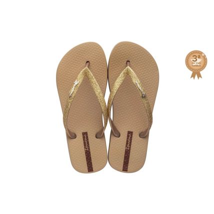 Chinelo Feminino Ipanema Brilha - 26824 - Bege/ouro Glitter - Atacado