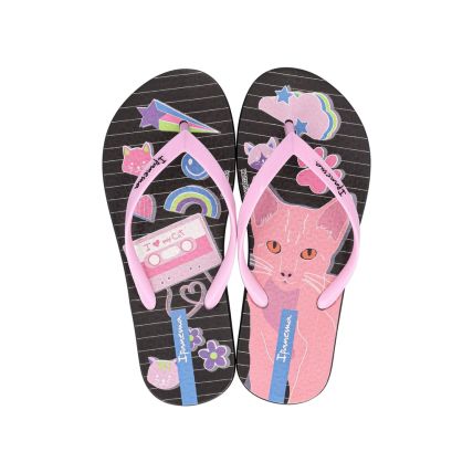 Chinelo Infantil Ipanema Pets Pop - 26836 - Preto/rosa - Atacado