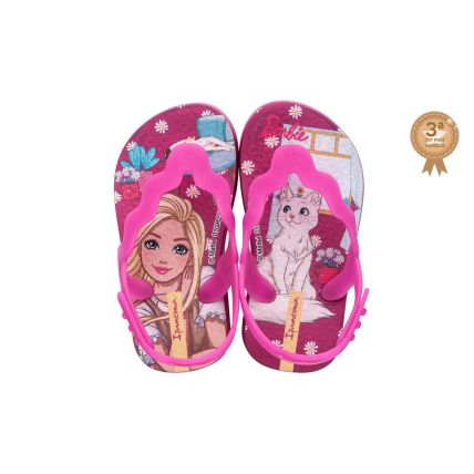 Chinelo Baby Ipanema Barbie Meu Pet - 26838 - Rosa/rosa/amarelo - Atacado