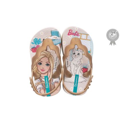 Chinelo Baby Ipanema Barbie Meu Pet - 26838 - Bege/ouro/azul - Atacado