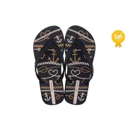 Chinelo Feminino Ipanema Mood Print - 26864 - Preto/preto/bege - Atacado