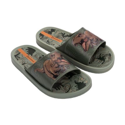 Chinelo Slide Infantil Ipanema Jurassic World - 26903 - Verde/bege - Atacado