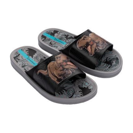 Chinelo Slide Infantil Ipanema Jurassic World - 26903 - Cinza/preto/bege - Atacado