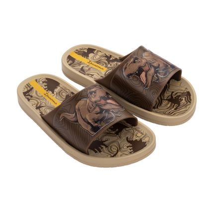 Chinelo Slide Infantil Ipanema Jurassic World - 26903 - Bege/marrom - Atacado