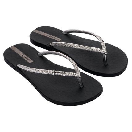 Chinelo Feminino Ipanema Easy Metallic - 26926 - Preto/prata - Atacado