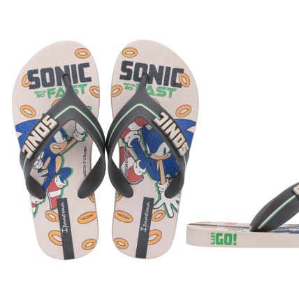 Chinelo Infantil Ipanema Sonic Game - 26958 - Bege/cinza/azul - Atacado