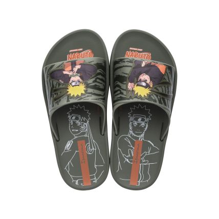 Chinelo Slide Infantil Ipanema Naruto - 26971 - Verde/laranja - Atacado