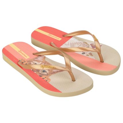 Chinelo Feminino Ipanema Love Pets - 27005 - Bege/ouro/rosa - Atacado
