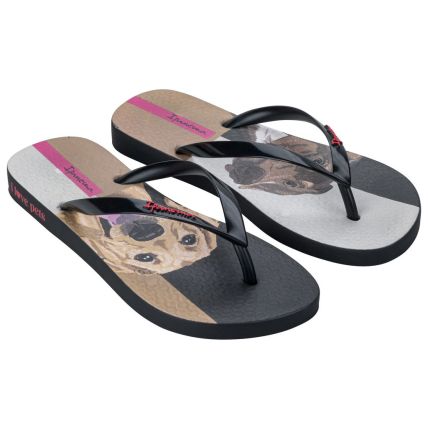 Chinelo Feminino Ipanema Love Pets - 27005 - Preto/marrom/rosa - Atacado