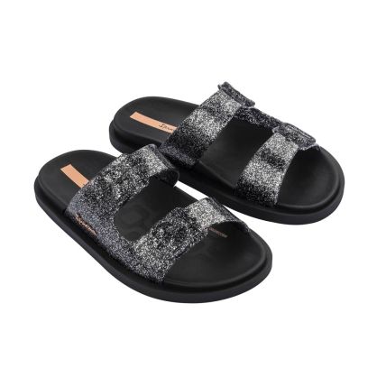 Chinelo Slide Infantil Ipanema Follow Print - 27029 - Preto/preto Glitter - Atacado
