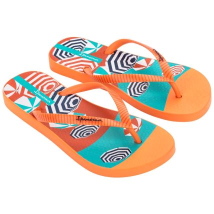 Chinelo Feminino Ipanema Orla - 27036 - Laranja/azul - Atacado