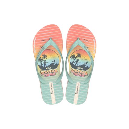 Chinelo Feminino Ipanema Stranger Things - 27043 - Laranja/verde - Atacado