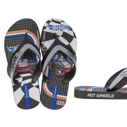 Chinelo Infantil Ipanema Hot Wheels - 27112 - Preto/cinza/azul - Atacado