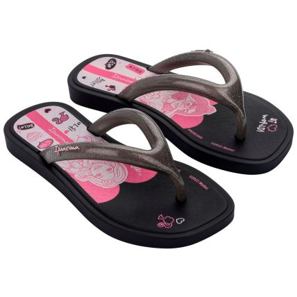 Chinelo Infantil Ipanema Barbie Puffer Day - 27169 - Preto/Fume Glitter - Atacado