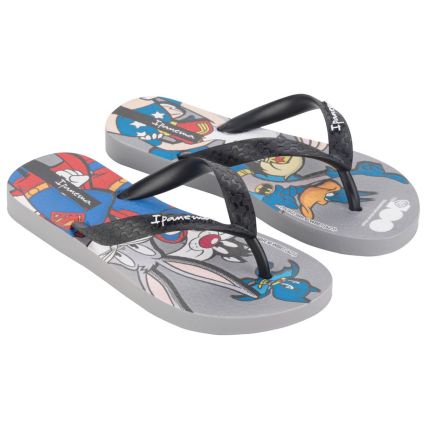 Chinelo Infantil Ipanema Looney Tunes - 27185 - Cinza/preto/azul - Atacado