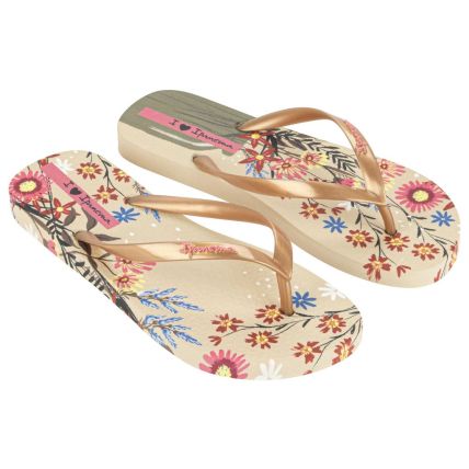 Chinelo Feminino Ipanema Verão Tropical - 27197 - Bege/ouro - Atacado