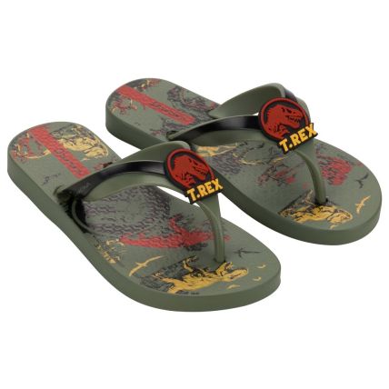 Chinelo Infantil Ipanema Jurassic T-rex - 27207 - Verde/vermelho/amarelo - Atacado