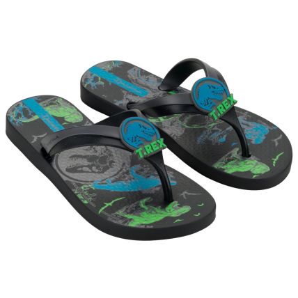 Chinelo Infantil Ipanema Jurassic T-rex - 27207 - Preto/azul/verde - Atacado