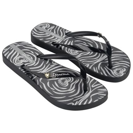 Chinelo Feminino Ipanema Animal Chic - 27217 - Preto/preto/prata - Atacado