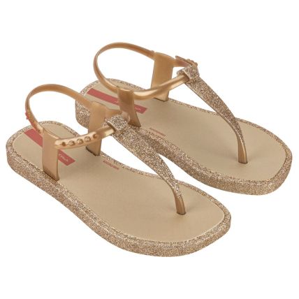Chinelo Infantil Ipanema Twisty - 27222 - Bege/ouro Glitter - Atacado