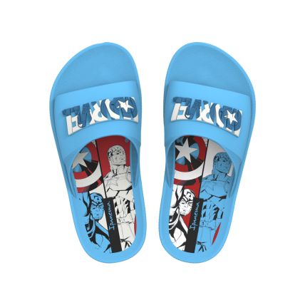 Chinelo Slide Infantil Ipanema Marvel - 27290 - Azul/azul/branco - Atacado