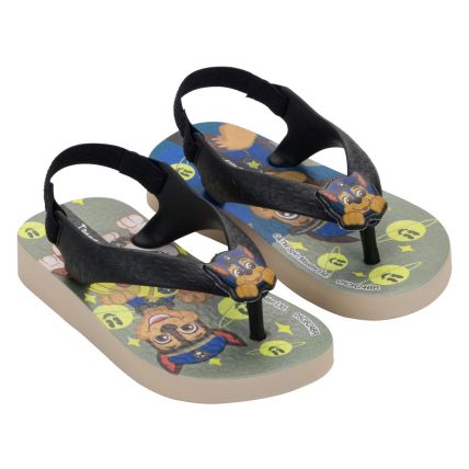 Chinelo Baby Ipanema Patrulha Canida Friends - 27296 - Bege/preto/verde - Atacado