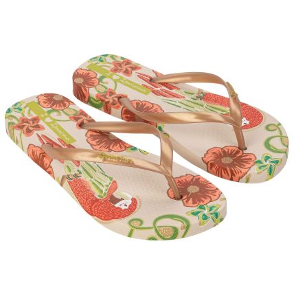 Chinelo Feminino Ipanema Verao Print - 27305 - Bege/ouro/vermelho - Atacado