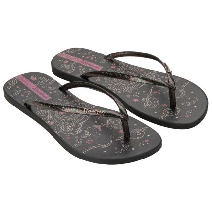 Chinelo Feminino Ipanema Easy Mais - 27331 - Preto/preto Glitter - Atacado