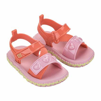 Sandalia Baby Zaxynina Fashionista - 19278 - Laranja Acerola/rosa - Atacado