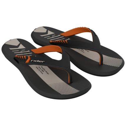 Chinelo Masculino Rider R1 Prime - 12438 - Preto/laranja/bege - Atacado