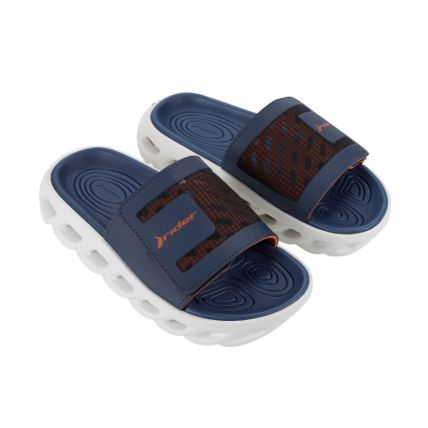 Chinelo Slide Masculino Rider R Power - 12444 - Branco/azul/laranja - Atacado