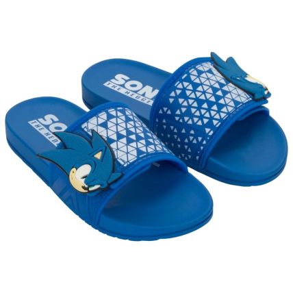 Chinelo Slide Infantil Sonic Adventure  De Gasp - 23425 - Azul Escuro/branco - Atacado
