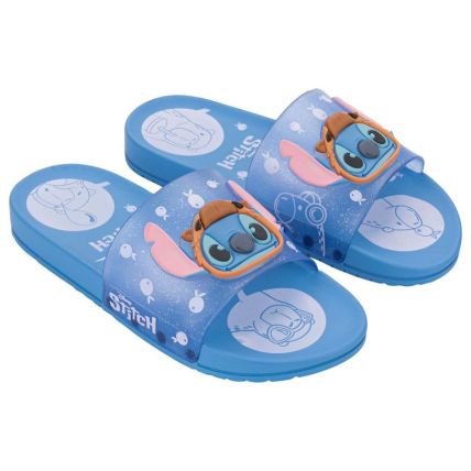Chinelo Slide Infantil Disney Mania Plus - 23285 - Azul/glitter/rosa - Atacado