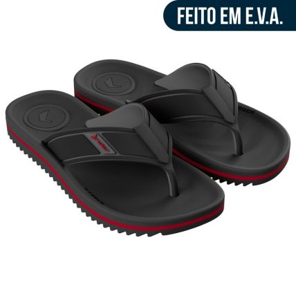 Chinelo Masculino Rider Trace Duo - 12650 - Preto/cinza/vermelho - Atacado