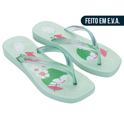 Chinelo Feminino Ipanema Pluma Print - 27503 - Verde/verde/rosa - Atacado