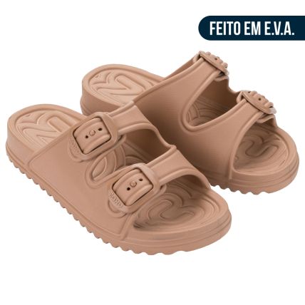 Chinelo Slide Feminino Zaxy Partner Air - 19416 - Marrom Mocca - Atacado