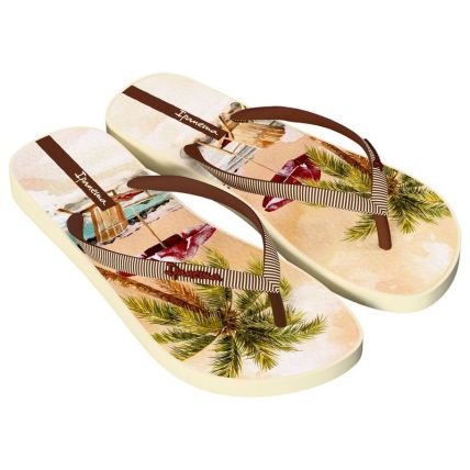 Chinelo Feminino Ipanema Orla - 27036 - Bege/verde/marrom  - Atacado