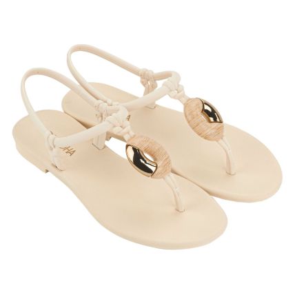 Sandalia Feminina Grendha Cacau Celebre - 83598 - Off White Medio - Atacado