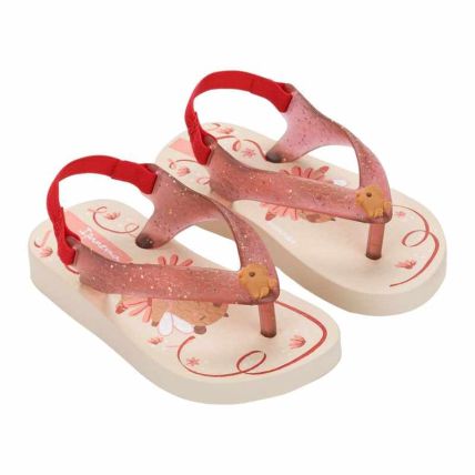 Chinelo Baby Ipanema Hype - 27501 - Bege/vermelho Glitter - Atacado