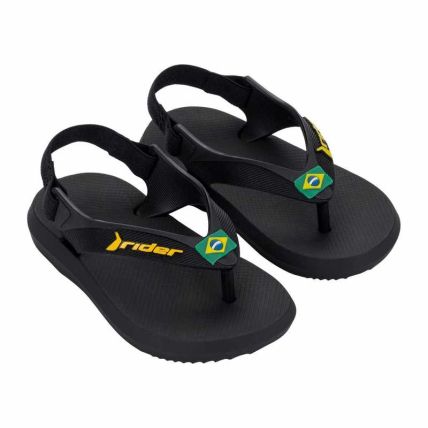 Chinelo Baby Rider R1 Brasil - 12676 - Preto/preto/amarelo - Atacado