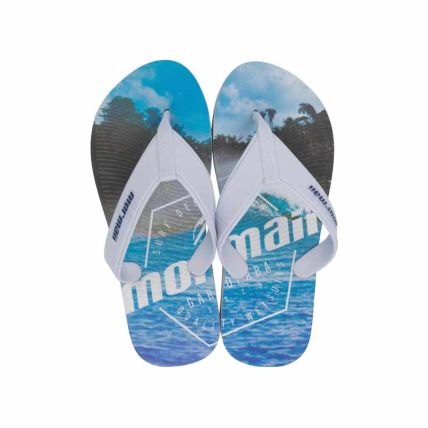 Chinelo Masculino Mormaii Tropical Graphics - 10591 - Branco/branco/azul (Bk968) - Atacado