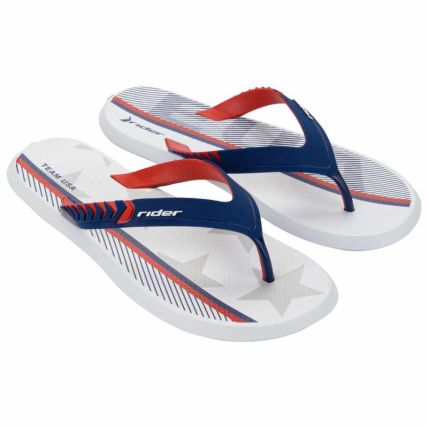 Chinelo Masculino Rider R1 Nações - 12714 - Branco/azul/vermelho - Atacado