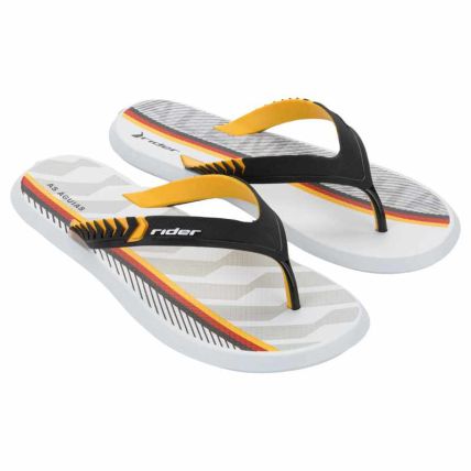Chinelo Masculino Rider R1 Nações - 12714 - Branco/preto/amarelo - Atacado